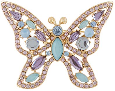 Napier Boxed Pastel Rhinestone Butterfly Pin One Size Multi