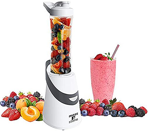 Personal Blender Single Serve Shake & Smoothies Maker with Portable Travel Sport Bottle - Mini Juicer by Moss & Stone (300 Watts)