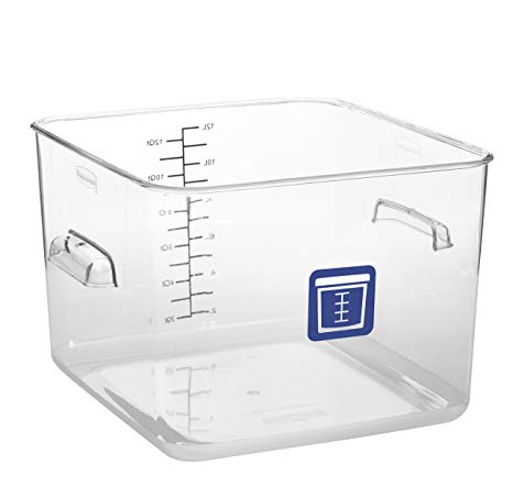 Rubbermaid Commercial Products 1980997 Square Plastic Food Storage Container, Blue Label, 12 quart, Clear