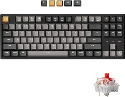 Keychron C1 Pro Custom Wired Mechanical Keyboard, TKL Layout RGB QMK/VIA Programmable Macro with Hot-swappable K Pro Red Switch OEM Profile Double-Shot PBT Keycaps Compatible for Mac Windows Linux