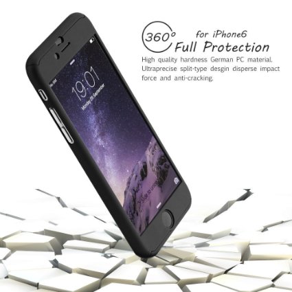 iPhone 6/6S Case,Gaosa 360 Degree All-round Protective Slim Fit Case Cover with Tempered Glass Screen Protector Skin for Apple iPhone 6/6S plus 4.7 Inch