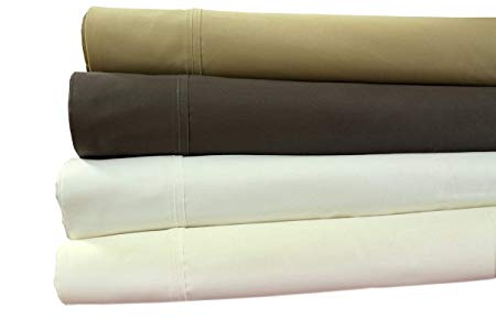 Audley Home 800 Thread Count 100% Long Staple Cotton Sheet Set, King Sheets, Luxury Bedding, King 4 Piece Set, Smooth Sateen Weave,Ivory, by