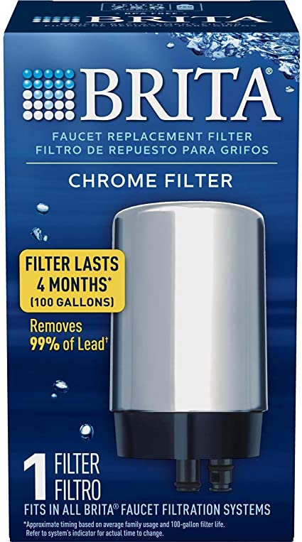 Brita Tap Water Filter, Water Filtration System Replacement Filters For Faucets, Reduces Lead, BPA Free – Chrome, 1 Count