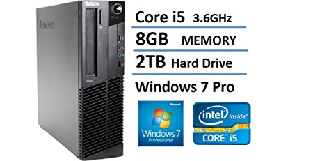 Lenovo ThinkCentre M92p Small Form Factor Business Desktop Computer, Intel Quad Core i5-3470 Up to 3.6Ghz CPU, 8GB DDR3 RAM, 2TB HDD, USB 3.0, DVDRW, Windows 7 Professional (Certified Refurbished)