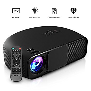 GBTIGER 4000 Lumens Portable Home Projector 1280 x 800 Pixels Support Full 1080P Multimedia LCD Projector with VGA HDMI USB AV DC Port for Home Theater Cinema Moive Video Paties Games, Black