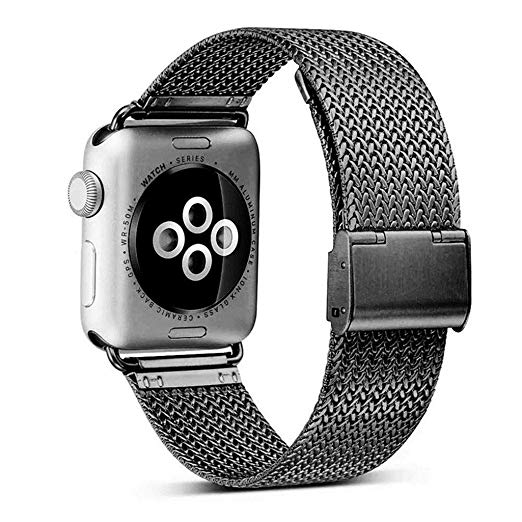 OROBAY Compatible with iWatch Band 42mm 44mm 38mm 40mm, Stainless Steel Milanese Loop Replacement Band Compatible with Apple Watch Series 4 Series 3 Series 2 Series 1, Space Gray 38mm 40mm