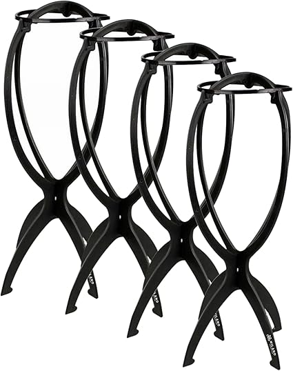 Milano Collapsible Wig Stand for Styling and Multiple Wig Holders, Portable, Perfect for Travel and Salons, 4-pack