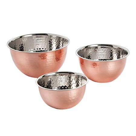 ExcelSteel Copper Hammered Mixing Bowls, Set of 3
