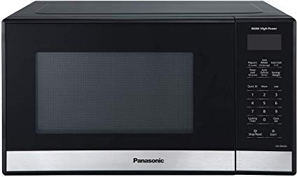 Panasonic Compact Microwave Oven with 900 Watts of Cooking Power, Popcorn Button, Quick 30sec and Auto Defrost - NN-SB458S - 0.9 cu. ft (Black)