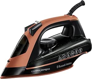 Russell Hobbs Steam Iron - Copper Infused soleplate, 150g Steam Shot, 40g Continuous Steam, Vertical steam function,Self-clean, Anti-calc and Anti-drip function, 2m cord, 2600W) Copper Express 23975