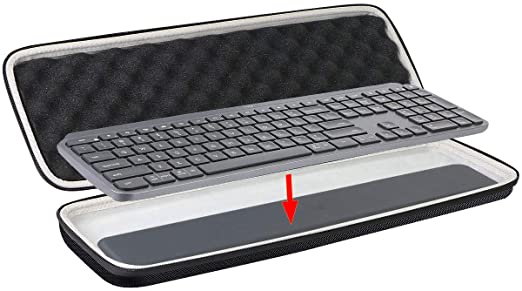 Khanka Hard Travel Case for Logitech MX Keys Plus Advanced Wireless Illuminated Keyboard and Detachable Palm Rest.(case only)
