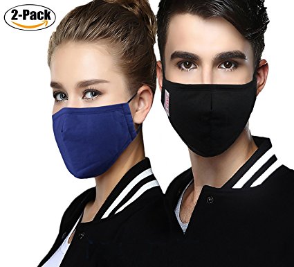 Dust Mask,Aniwon 2 Pack PM 2.5 Anti Dust Pollution Mask with 4 Pcs Activated Carbon Filter Insert,Washable Cotton Mouth Mask with Adjustable Straps