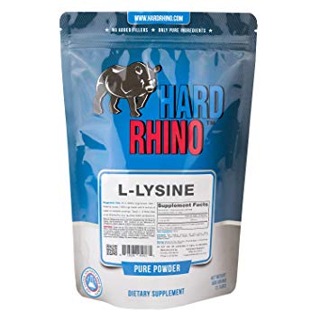 Hard Rhino L-Lysine Powder, 500 Grams (1.1 Lbs), Unflavored, Lab-Tested, Scoop Included