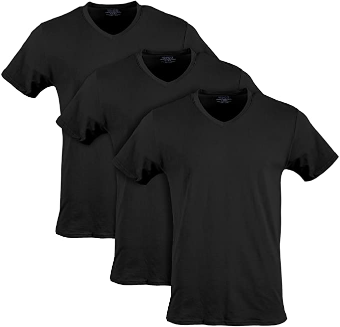 Gildan Men's Cotton Stretch V-Neck T-Shirts, 3-Pack