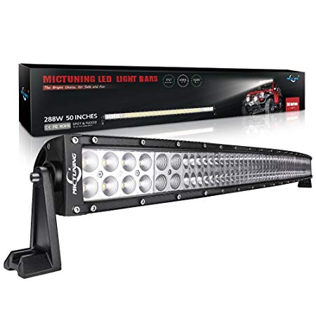 MICTUNING 50" 288W 3B439C Curved LED Work Light Bar Combo Off Road Driving Fog Light, 24-Month Warranty