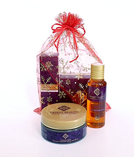 Gift Set 2-in-1 Spa-Quality Facial & Hair Care | Moroccan Argan Oil For Hair & Authentic Dead Sea Mud Mask For At-Home Facials | For Radiant Skin & Hair | Perfect Kit For Women & Men | Best Gift Ideas