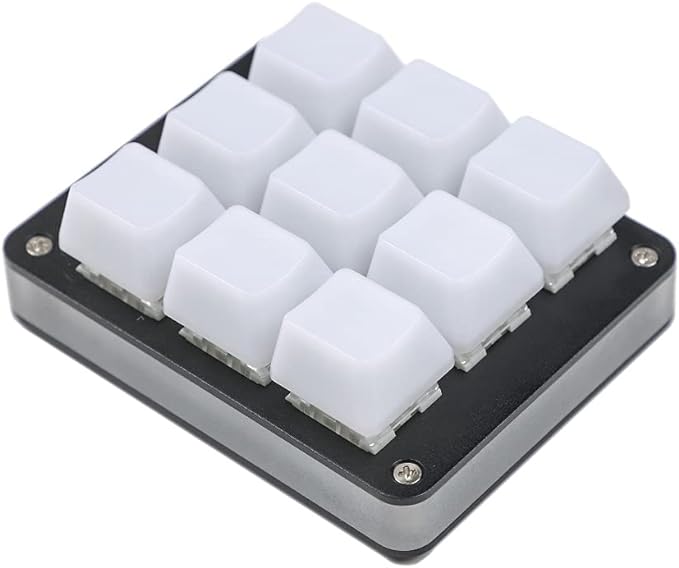 YMDK 9 Key CNC Aluminum QMK VIA Hotswap RGB Support Macro Type C Gateron Pro Yellow Switches Mechanical Keyboard Numpad for Gaming Photoshop (Black Case Milk Caps)