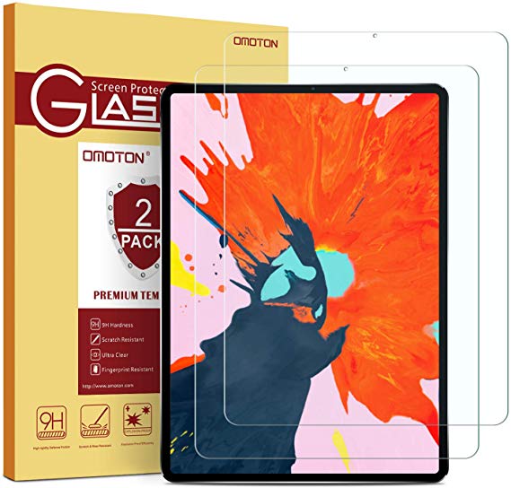 OMOTON Tempered Glass Screen Protector Compatible with iPad Pro 12.9-inch 2018 Release [Face ID Compatibility]