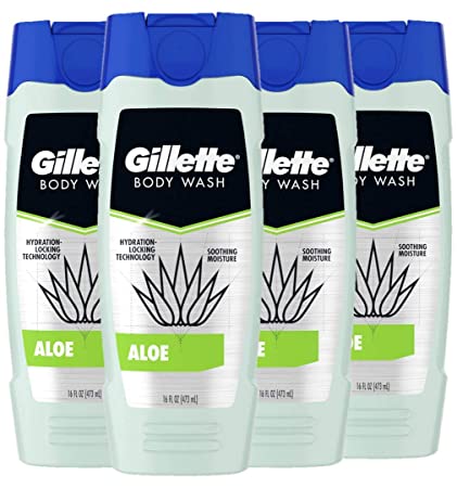 Gillette Hydra Aloe Body Wash for Men, 16 Fl Oz, 4 Count
