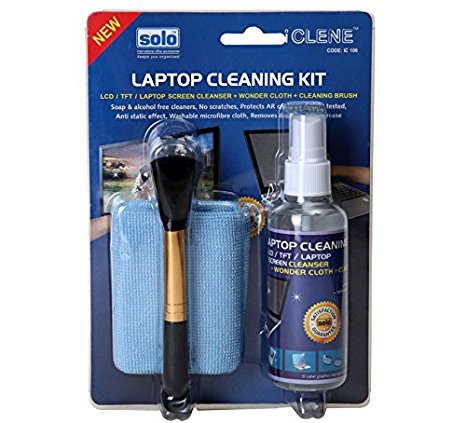 Solo IC- 106 Twin Clean (Screen Cleaner   Wonder Cloth   Brush)  - Multi-Color