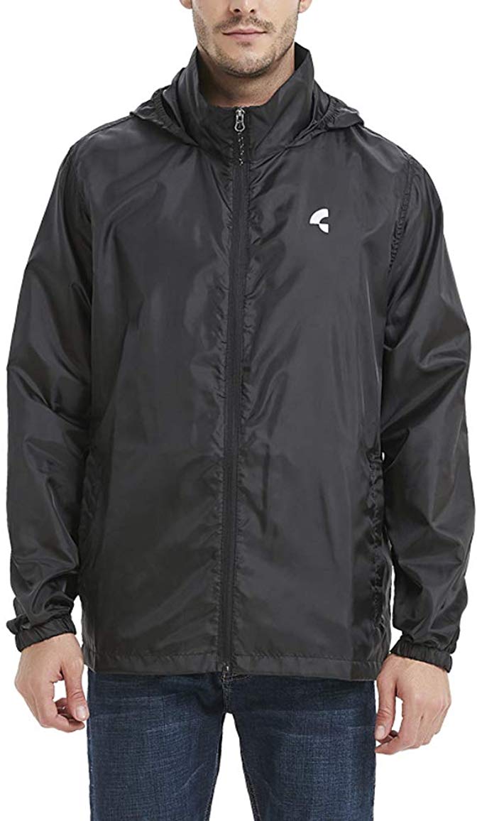 Common District Men's Waterproof Lightweight Rain Jacket Active Outdoor Hooded Raincoat S-5XL