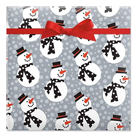 Snazzy Snowman Jumbo Rolled Gift Wrap - 1 Giant Roll, 23 Inches Wide by 35 feet Long, Heavyweight, Tear-Resistant, Holiday Wrapping Paper