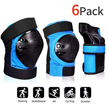 AILUNHUA Adult/Youth/Kids Protective Gear Set for Skateboarding/Rollerskating/Scooter/Cycling Men&Women&Boys&Girls Children 3 in 1 Knee Pads Elbow Pads Wrist Guards