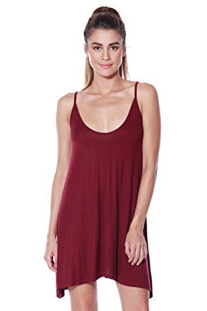 A D Womens Casual V-Neck Spaghetti Swing Slip Tank Dress