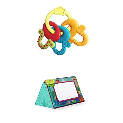 Bright Starts License to Drool Teether &  Bright Starts Sit and See Floor Mirror, Safari