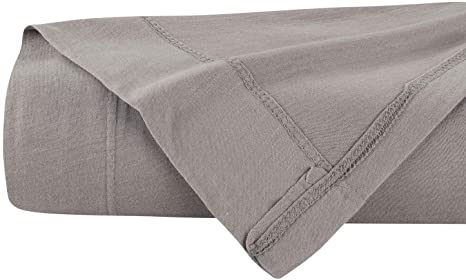 DELANNA Jersey Knit Flat Sheet Soft, Breathable, Cotton Rich T-Shirt Weave Jersey Top Sheet Only (Light Grey, Twin)