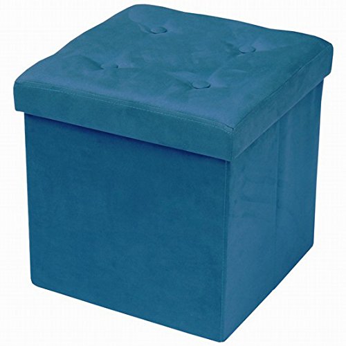 Sorbus Storage Ottoman Bench – Collapsible/Folding Bench Chest with Cover – Perfect Toy and Shoe Chest, Hope Chest, Pouffe Ottoman, Seat, Foot Rest, – Contemporary Faux Suede (Teal)