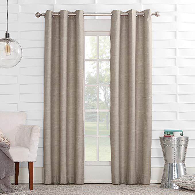 Sun Zero Randall Thermal Insulated Energy Efficient Grommet Curtain Panel, 40" x 84", Linen