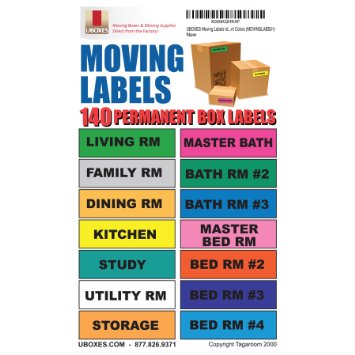 UBOXES Moving Labels Identify Moving Box Contents with 140 Labels, 4.5 x 1" Each (MOVINGLABS01)