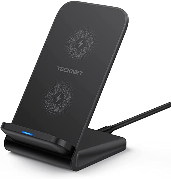 TECKNET Wireless Charger, 10W/ 7.5W/ 5W Fast Wireless Charging Stand for iPhone 13 Pro Max/ 13 Pro/ 13/13 mini/ 12 Pro/ 12/11, Samsung Galaxy S20 / S10 / S9 and Qi-Enabled Phones (No AC Adapter)