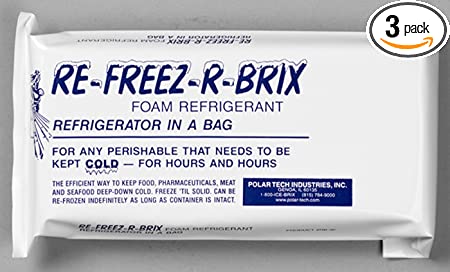 Polar Tech - RB 30 RB30 Re-Freez-R-Brix Foam Refrigerant Pack, 9" Length x 4" Width x 1-1/2" Thick (Case of 3)