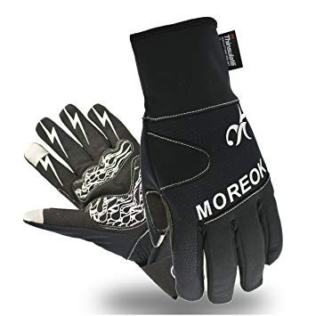 MOREOK Full Finger Winter Thermal Outdoor Touch Screen Cycling Gloves Bike Bicycle Gloves Anti-Slip Shock - Absorbing Silica Gel Grip, Mountain Biking Gloves Men/Women