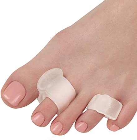 Toe Separators Hammer Toe Straightener - 4 Clear Big   2 Pinky Toe Spacers, Gel Spreader - Correct Crooked Toes - Bunion Corrector and Bunion Relief - Pads for Overlapping, Hallux Valgus