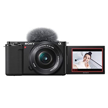 Sony Alpha ZV-E10L 24.2 Mega Pixel Interchangeable-Lens Mirrorless vlog Camera with 16-50 mm Lens, Made for Creators (APS-C Sensor, Advanced Autofocus, Clear Audio, 4K Movie Recording) - Black, Compact