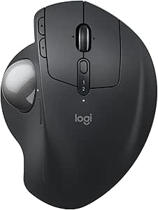 Logitech MX Ergo S souris trackball sans fil avancée, souris ergonomique sans fil rechargeable USB-C avec Bluetooth et dongle chiffré, 6 boutons programmables, pour PC/Mac - Graphite