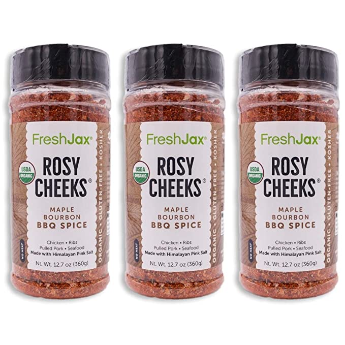 FreshJax Seasoning Spice Rosy Cheeks Organic Maple Bourbon BBQ Rub Blend, 3 Pack Extra Large