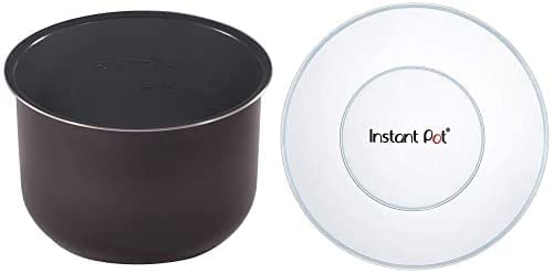 Instant Pot Ceramic Non Stick Interior Coated Inner Cooking Pot 8 Quart & Pot Silicone Lid 8 Quart