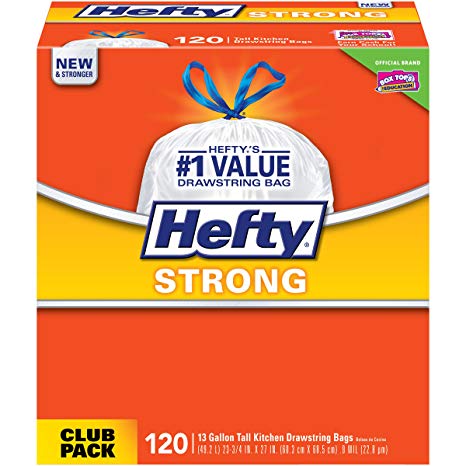 Hefty Strong Kitchen Trash Bags 13 Gallon Garbage Bags 120 Count