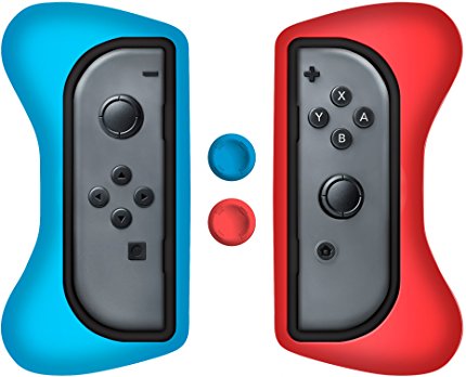 Surge Nintendo Switch Grip Kit, Joy-Con Grips & Thumb Grips - Red/Blue