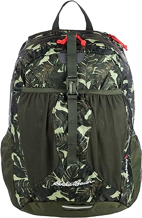 Eddie Bauer Stowaway Packable Backpack 30L w/ 2 Mesh Side Pockets and Water Resistant, Dark Loden, One Size