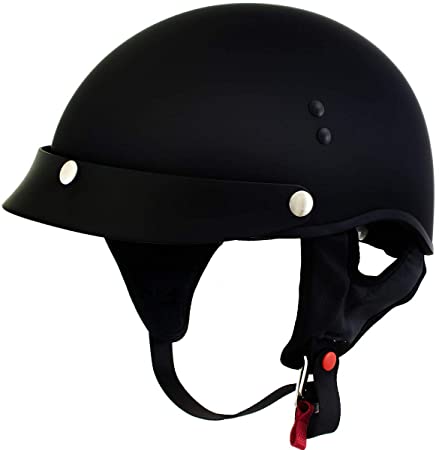 Outlaw T70 'Stealth'Advanced DOT Solid Flat Black Half Motorcycle Skull Helmet - X-Large