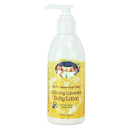 Earth Mama Calming Lavender Baby Lotion, Moisturizing for Sensitive Skin, Natural Lavender Vanilla Scent, 8 fl. oz.