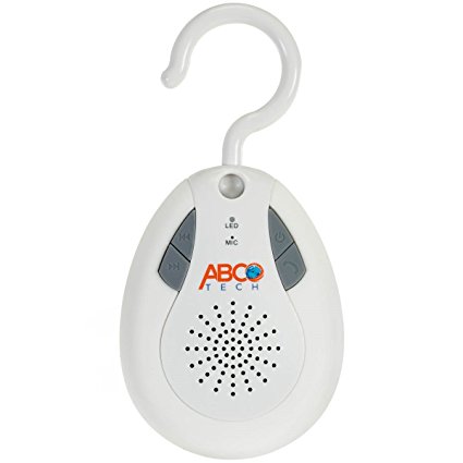 Abco Tech Water Resistant Wireless FM Radio Bluetooth Shower Speaker with Hook Handle and Hands-Free Speakerphone, White