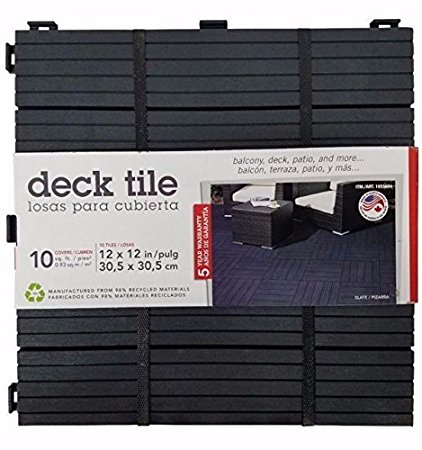 Multy Home 10-pack Deck and Balcony Tile, 12 By 12-inch Per Piece (Black)