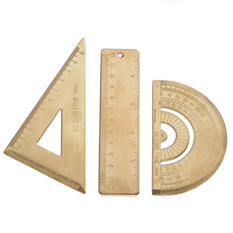 CKLT Stationery For 3 Different Use Extremely Thick Super Durable Straightedge Protractor Set Square Brass Triangle Ruler Stationery Math Geometry Gift