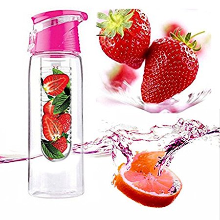 Ailove 24 OZ Fruit Infuser Water Bottle BPA Free Infusion Sports Bottle - Flip Top Lid Drinking Spout, Leak Proof, Made of Durable Tritan with Carrying Handle Multiple Color Options